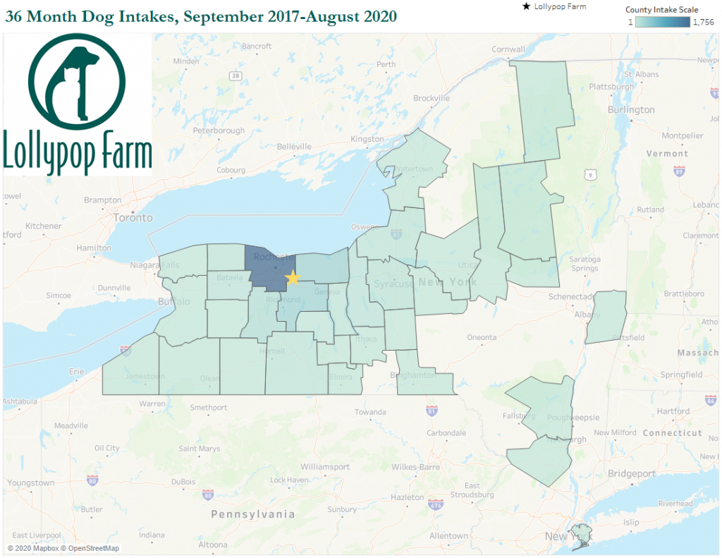 Lollypop Farm and a map of the areas they serve